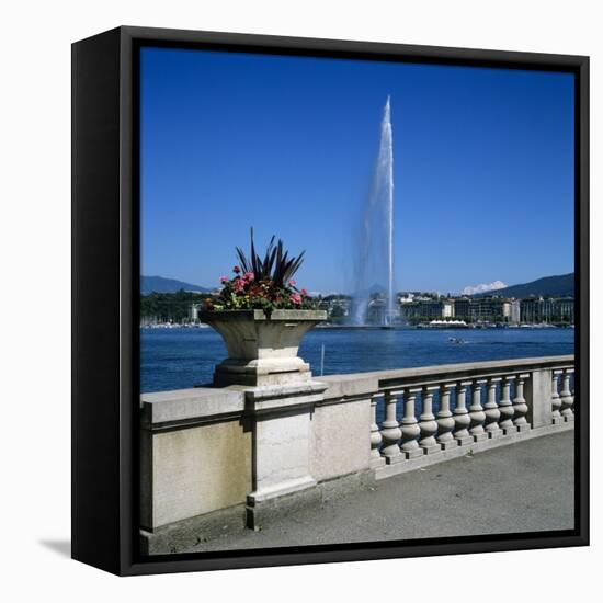 Jet D'Eau (Water Jet), Geneva, Lake Geneva (Lac Leman), Switzerland, Europe-Stuart Black-Framed Premier Image Canvas