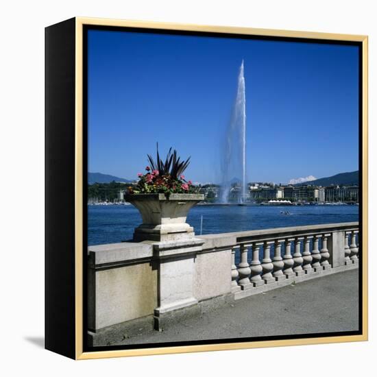 Jet D'Eau (Water Jet), Geneva, Lake Geneva (Lac Leman), Switzerland, Europe-Stuart Black-Framed Premier Image Canvas