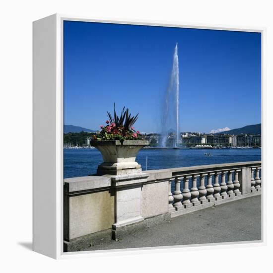 Jet D'Eau (Water Jet), Geneva, Lake Geneva (Lac Leman), Switzerland, Europe-Stuart Black-Framed Premier Image Canvas