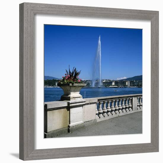 Jet D'Eau (Water Jet), Geneva, Lake Geneva (Lac Leman), Switzerland, Europe-Stuart Black-Framed Photographic Print