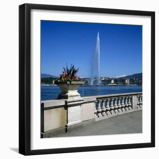 Jet D'Eau (Water Jet), Geneva, Lake Geneva (Lac Leman), Switzerland, Europe-Stuart Black-Framed Photographic Print