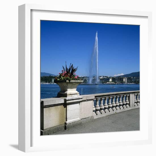 Jet D'Eau (Water Jet), Geneva, Lake Geneva (Lac Leman), Switzerland, Europe-Stuart Black-Framed Photographic Print