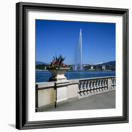 Jet D'Eau (Water Jet), Geneva, Lake Geneva (Lac Leman), Switzerland, Europe-Stuart Black-Framed Photographic Print