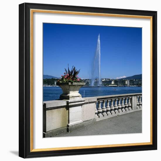 Jet D'Eau (Water Jet), Geneva, Lake Geneva (Lac Leman), Switzerland, Europe-Stuart Black-Framed Photographic Print