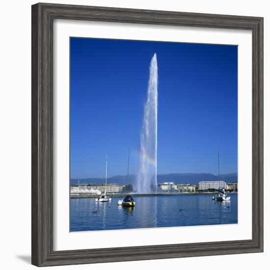 Jet D'Eau (Water Jet), Geneva, Lake Geneva (Lac Leman), Switzerland, Europe-Stuart Black-Framed Photographic Print