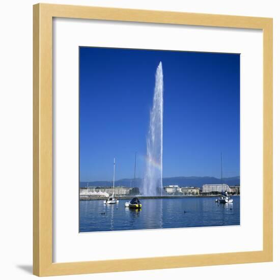 Jet D'Eau (Water Jet), Geneva, Lake Geneva (Lac Leman), Switzerland, Europe-Stuart Black-Framed Photographic Print