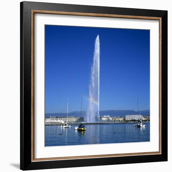 Jet D'Eau (Water Jet), Geneva, Lake Geneva (Lac Leman), Switzerland, Europe-Stuart Black-Framed Photographic Print