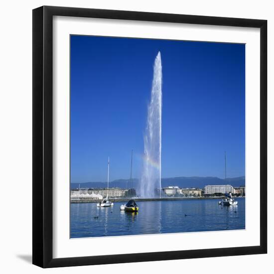 Jet D'Eau (Water Jet), Geneva, Lake Geneva (Lac Leman), Switzerland, Europe-Stuart Black-Framed Photographic Print