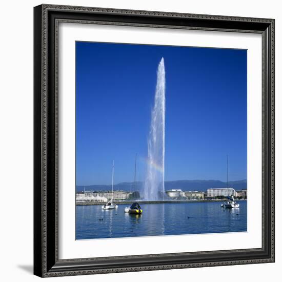 Jet D'Eau (Water Jet), Geneva, Lake Geneva (Lac Leman), Switzerland, Europe-Stuart Black-Framed Photographic Print