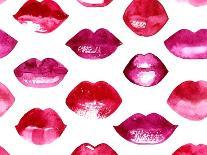 Seamless Vector Pattern with Red Watercolor Lips-Jet-Framed Art Print