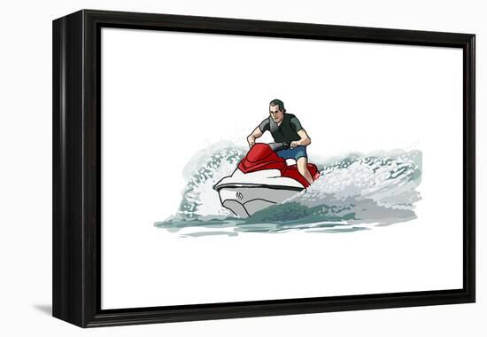 Jet Ski - Icon-Lantern Press-Framed Stretched Canvas