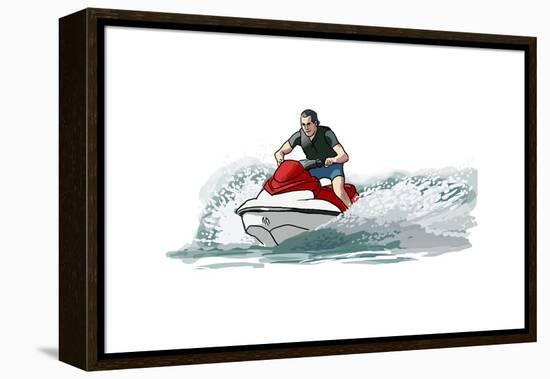 Jet Ski - Icon-Lantern Press-Framed Stretched Canvas