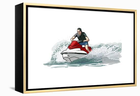 Jet Ski - Icon-Lantern Press-Framed Stretched Canvas