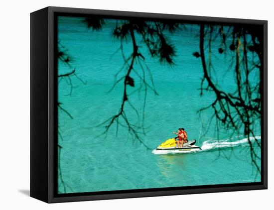 Jet Ski on the Sea at Konnos Beach, Protaras, Cypress-Petros Karadjias-Framed Premier Image Canvas