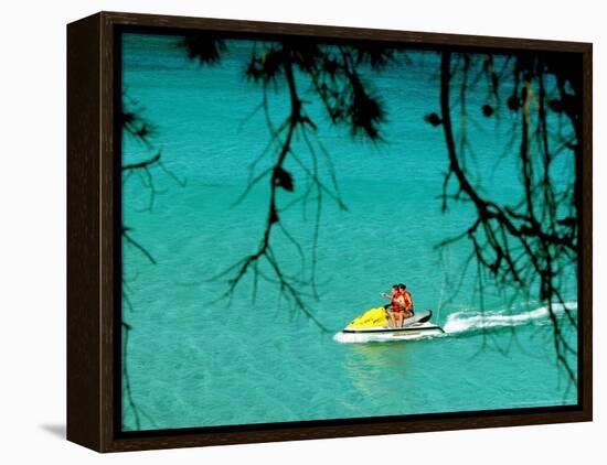 Jet Ski on the Sea at Konnos Beach, Protaras, Cypress-Petros Karadjias-Framed Premier Image Canvas