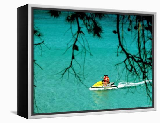 Jet Ski on the Sea at Konnos Beach, Protaras, Cypress-Petros Karadjias-Framed Premier Image Canvas