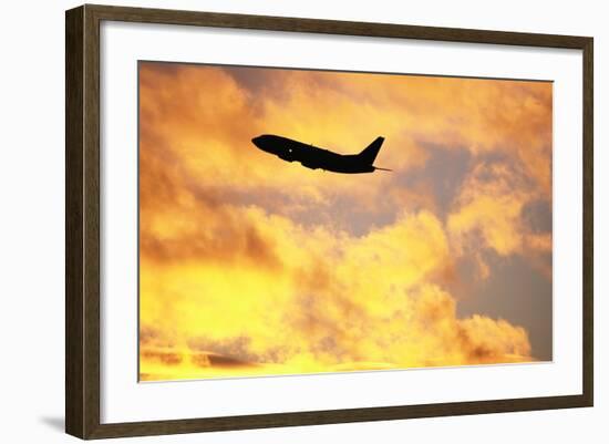 Jet Taking Off from Seatac International Airport-Paul Souders-Framed Photographic Print