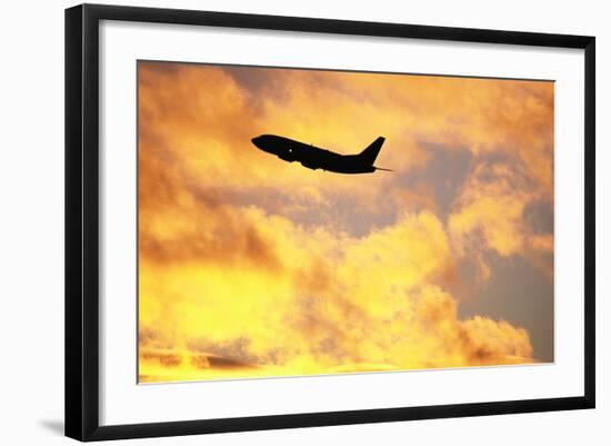 Jet Taking Off from Seatac International Airport-Paul Souders-Framed Photographic Print