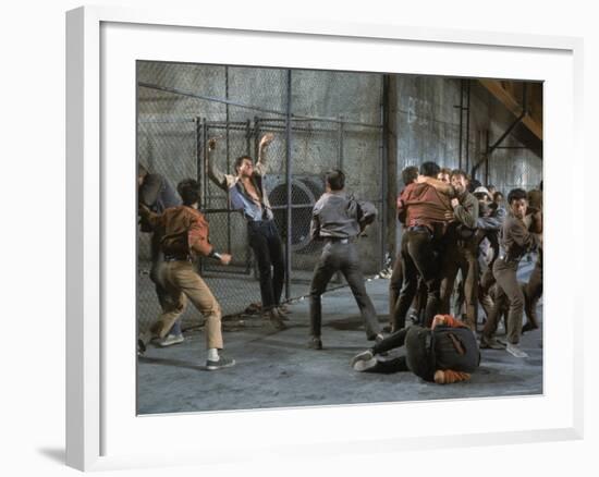 Jets and Sharks Fight, Scene from West Side Story-Gjon Mili-Framed Premium Photographic Print