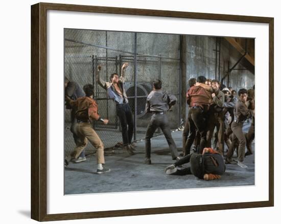 Jets and Sharks Fight, Scene from West Side Story-Gjon Mili-Framed Premium Photographic Print