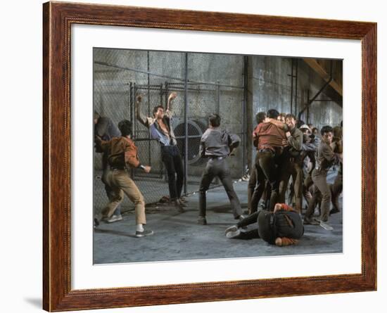 Jets and Sharks Fight, Scene from West Side Story-Gjon Mili-Framed Premium Photographic Print