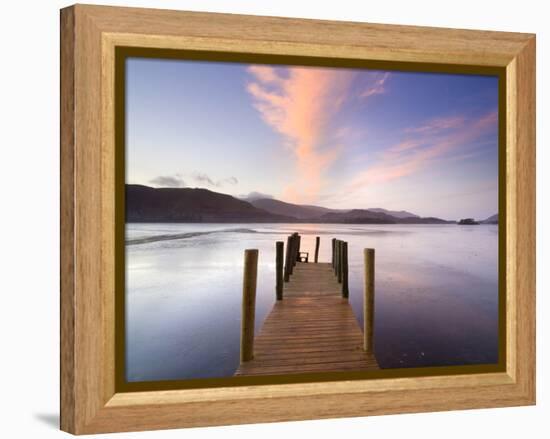 Jetty and Derwentwater at Sunset, Near Keswick, Lake District National Park, Cumbria, England, Uk-Lee Frost-Framed Premier Image Canvas