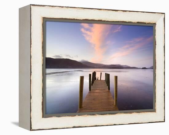 Jetty and Derwentwater at Sunset, Near Keswick, Lake District National Park, Cumbria, England, Uk-Lee Frost-Framed Premier Image Canvas