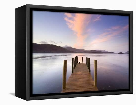 Jetty and Derwentwater at Sunset, Near Keswick, Lake District National Park, Cumbria, England, Uk-Lee Frost-Framed Premier Image Canvas