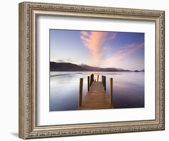 Jetty and Derwentwater at Sunset, Near Keswick, Lake District National Park, Cumbria, England, Uk-Lee Frost-Framed Photographic Print