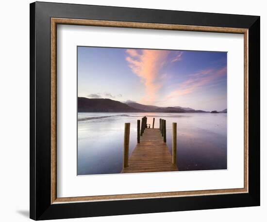 Jetty and Derwentwater at Sunset, Near Keswick, Lake District National Park, Cumbria, England, Uk-Lee Frost-Framed Photographic Print