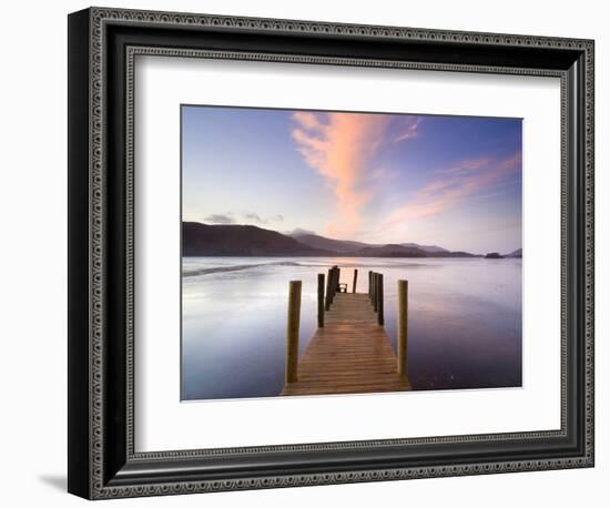 Jetty and Derwentwater at Sunset, Near Keswick, Lake District National Park, Cumbria, England, Uk-Lee Frost-Framed Photographic Print