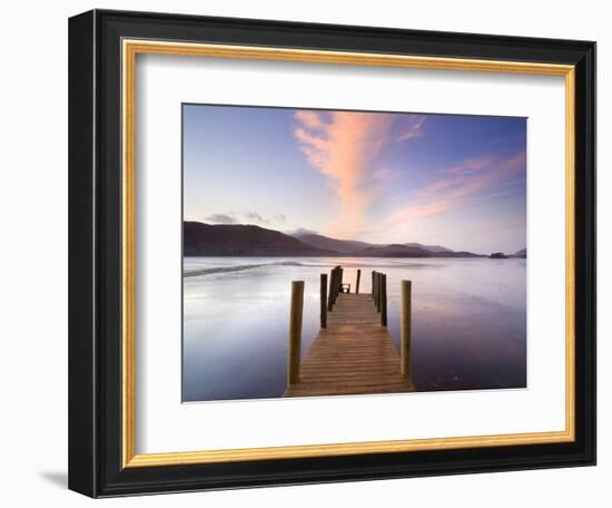 Jetty and Derwentwater at Sunset, Near Keswick, Lake District National Park, Cumbria, England, Uk-Lee Frost-Framed Photographic Print