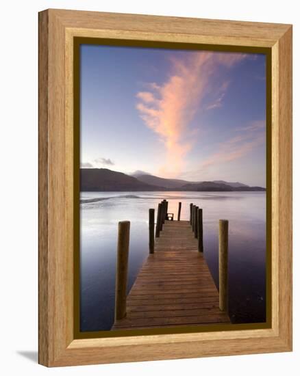 Jetty and Derwentwater at Sunset, Near Keswick, Lake District National Park, Cumbria, England, Uk-Lee Frost-Framed Premier Image Canvas