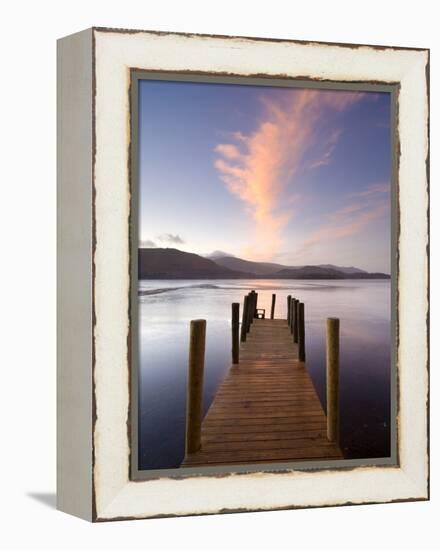 Jetty and Derwentwater at Sunset, Near Keswick, Lake District National Park, Cumbria, England, Uk-Lee Frost-Framed Premier Image Canvas