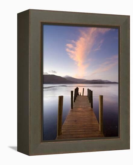 Jetty and Derwentwater at Sunset, Near Keswick, Lake District National Park, Cumbria, England, Uk-Lee Frost-Framed Premier Image Canvas