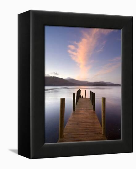 Jetty and Derwentwater at Sunset, Near Keswick, Lake District National Park, Cumbria, England, Uk-Lee Frost-Framed Premier Image Canvas