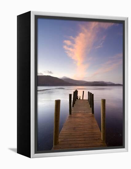 Jetty and Derwentwater at Sunset, Near Keswick, Lake District National Park, Cumbria, England, Uk-Lee Frost-Framed Premier Image Canvas