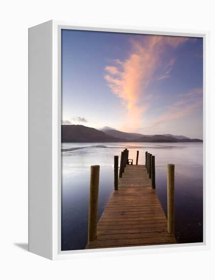 Jetty and Derwentwater at Sunset, Near Keswick, Lake District National Park, Cumbria, England, Uk-Lee Frost-Framed Premier Image Canvas