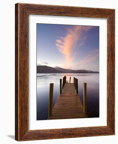 Jetty and Derwentwater at Sunset, Near Keswick, Lake District National Park, Cumbria, England, Uk-Lee Frost-Framed Photographic Print