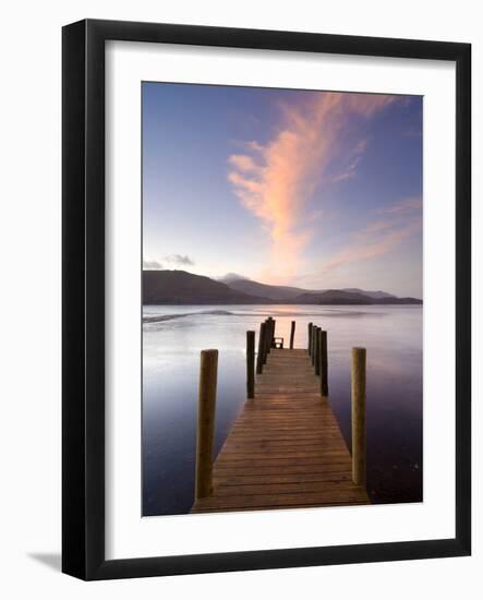 Jetty and Derwentwater at Sunset, Near Keswick, Lake District National Park, Cumbria, England, Uk-Lee Frost-Framed Photographic Print