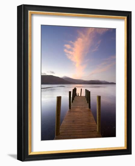 Jetty and Derwentwater at Sunset, Near Keswick, Lake District National Park, Cumbria, England, Uk-Lee Frost-Framed Photographic Print