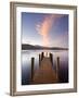 Jetty and Derwentwater at Sunset, Near Keswick, Lake District National Park, Cumbria, England, Uk-Lee Frost-Framed Photographic Print