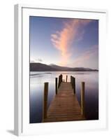 Jetty and Derwentwater at Sunset, Near Keswick, Lake District National Park, Cumbria, England, Uk-Lee Frost-Framed Photographic Print
