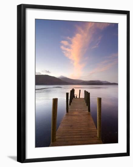 Jetty and Derwentwater at Sunset, Near Keswick, Lake District National Park, Cumbria, England, Uk-Lee Frost-Framed Photographic Print