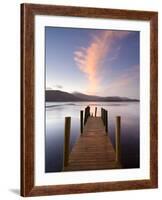 Jetty and Derwentwater at Sunset, Near Keswick, Lake District National Park, Cumbria, England, Uk-Lee Frost-Framed Photographic Print