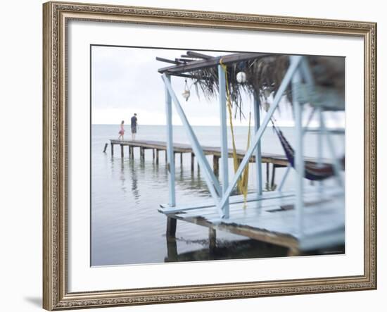 Jetty and Hammocks, Caye Caulker, Belize-Russell Young-Framed Photographic Print