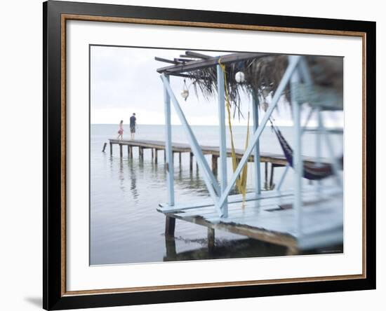 Jetty and Hammocks, Caye Caulker, Belize-Russell Young-Framed Photographic Print