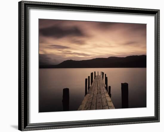 Jetty at Brandelhow Bay, Derwent Water, Lake District National Park, Cumbria, England-null-Framed Photographic Print
