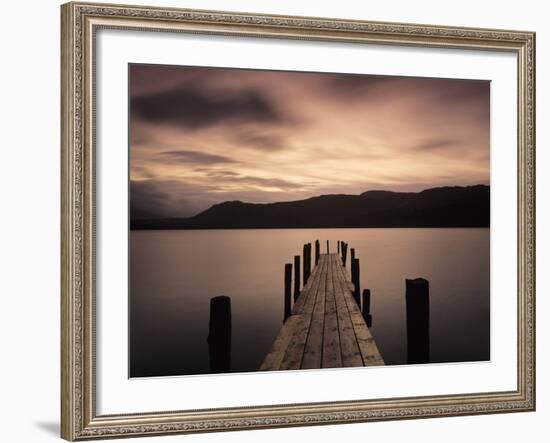 Jetty at Brandelhow Bay, Derwent Water, Lake District National Park, Cumbria, England--Framed Photographic Print