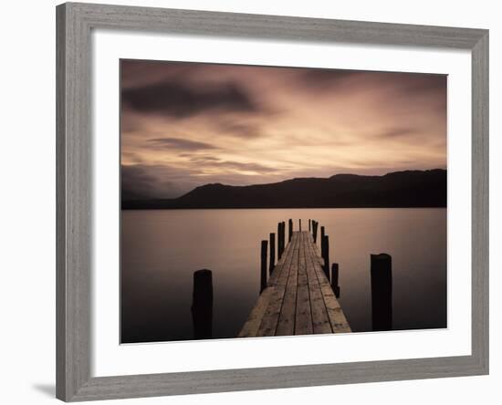 Jetty at Brandelhow Bay, Derwent Water, Lake District National Park, Cumbria, England--Framed Photographic Print